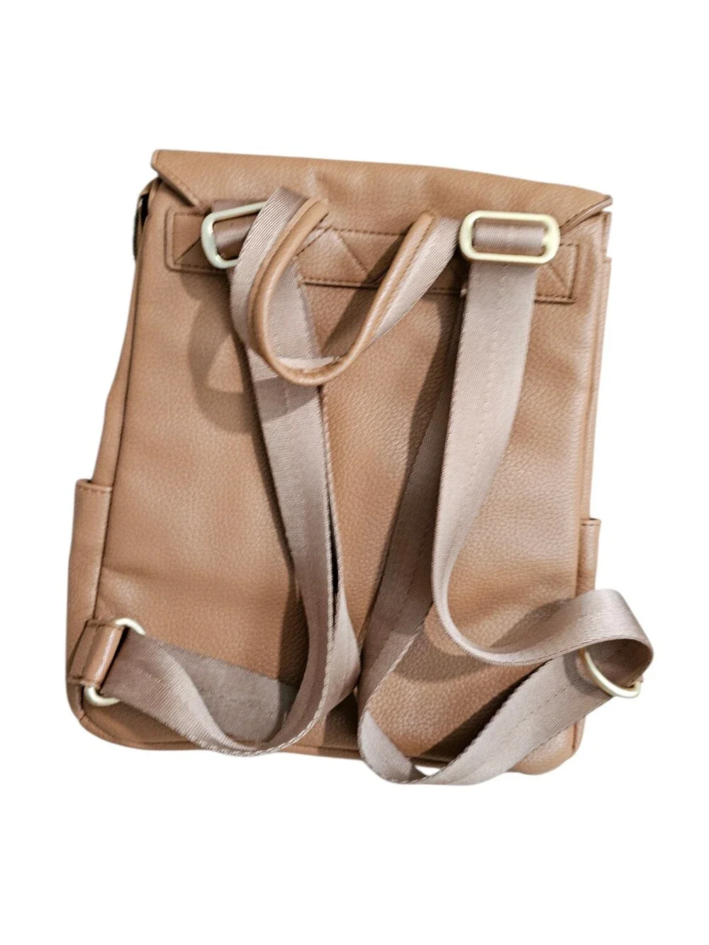 Freshly Picked Camel Pebbled Leather Mini Backpack Gold Hardware Designer - Picture 3 of 10